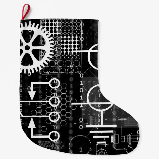 Cyberpunk Tech Geek Gear Electronic Engineer Math Großer Weihnachtsstrumpf (Vorderseite)