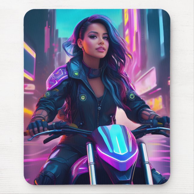 Cyberpunk Themed Girl Mousepad (Vorne)