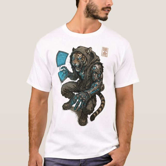 Cyberpunk Tiger (Hacker) T-Shirt (Vorderseite)