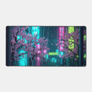 Cyberpunk Tokio Nacht Schreibtischunterlage 