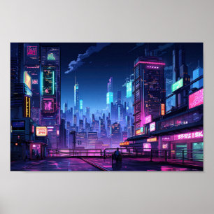 Cyberpunk Tokyo Rooftop Poster