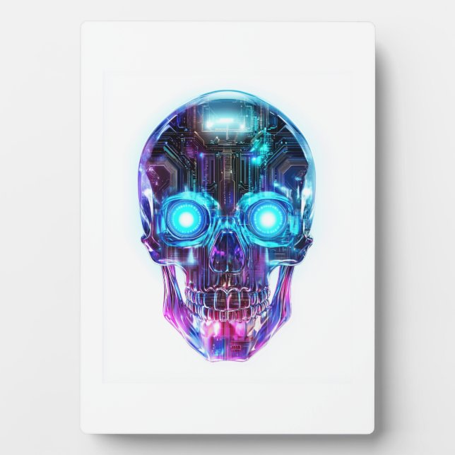 Cyberpunk-Totenkopf-König Fotoplatte (Vorderseite)