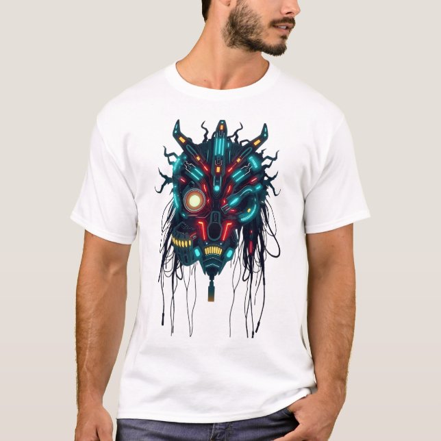 Cyberpunk Tribal Face Art T - Shirt (Vorderseite)