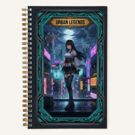 Cyberpunk Urban Legends Anime Girl & Spirit Fox  Notizbuch