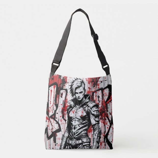Cyberpunk Warrik Graffiti Crossbody Sac (Devant)