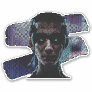 Cyberpunk Warrior ASCII Art Aufkleber
