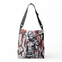 Cyberpunk Warrior Graffiti Crossbody Bag