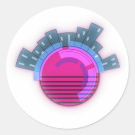 Cyberpunk-Weltstadt Runder Aufkleber