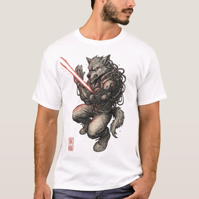Cyberpunk Wolf (Duel) T-Shirt (Vorderseite)