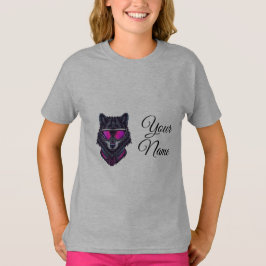 Cyberpunk Wolf Neon Art Personalizable Name Mug -  T-Shirt