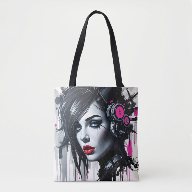 Cyberpunk Woman - Edgy Sci-Fi Art Tasche (Vorderseite)