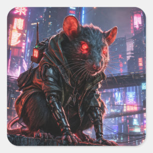CyberRatte Quadratischer Aufkleber