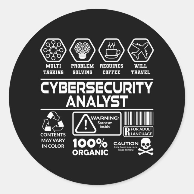 Cybersecurity-Analyst Runder Aufkleber (Vorderseite)