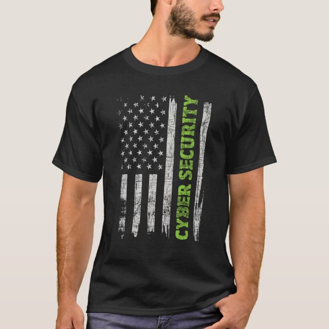 Cybersecurity - USA Flag Computer Engineer Program T-Shirt (Vorderseite)