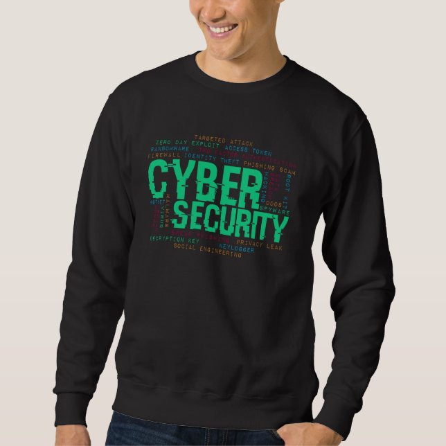 Cybersecurity Word Cloud Hacker Computer-Coders Sweatshirt (Vorderseite)
