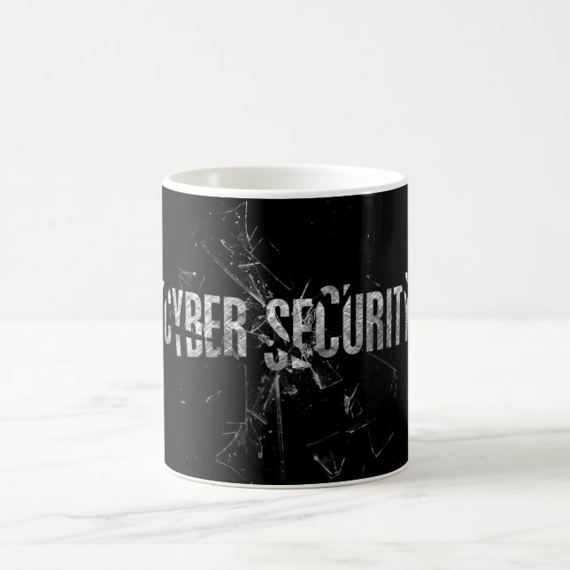 Cybersicherheit Coole Silberglastypografie Moderne Kaffeetasse (Mittel)