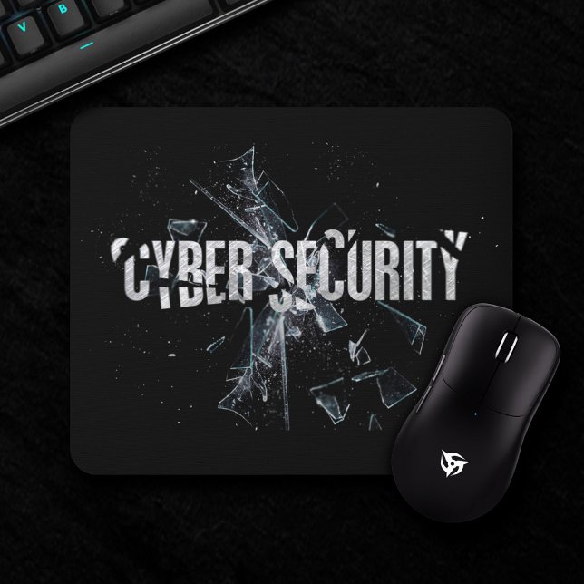 Cybersicherheit Coole Silberglastypografie Moderne Mousepad (Von Creator hochgeladen)