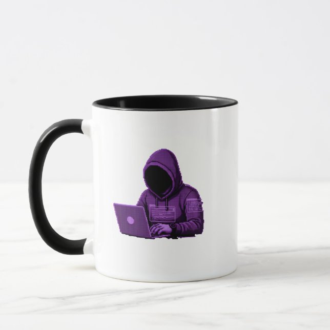 Cybersicherheit Hacker Coding in Hoodie Männer Gra Tasse (Links)