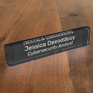 Cybersicherheitsanalyst Schwarzes Acryl Namensplakette