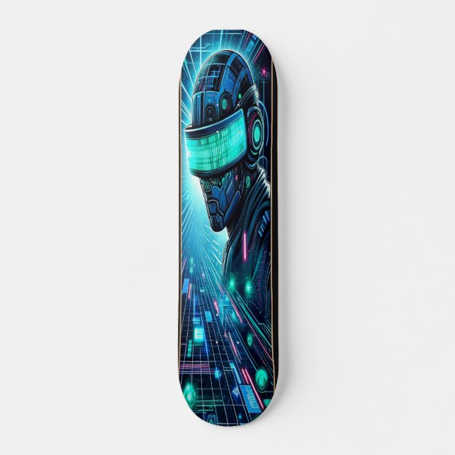 "Cyberspace Conqueror: Hacker's Realm Skateboard (Vorne)