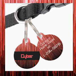 Cyberspace Techno Red und Black Personalisiert Haustiermarke