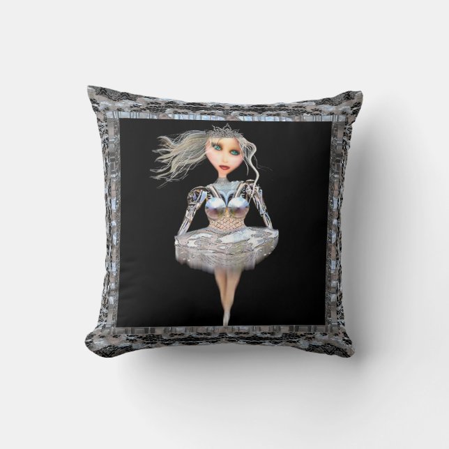 Cyborg-Ballerina-Wurfs-Kissen Kissen (Vorderseite)
