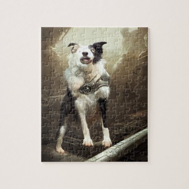 Cyborg Border Collie Jigsaw Puzzle (Vertikal)