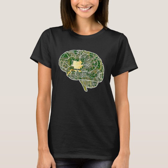 Cyborg Cybernetic Brain T-Shirt (Vorderseite)