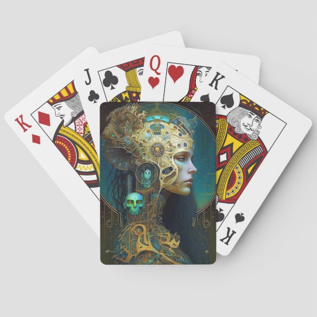 Cyborg Fantasy Fantasy Sci-Fi Kunst Spielkarten (Rückseite)