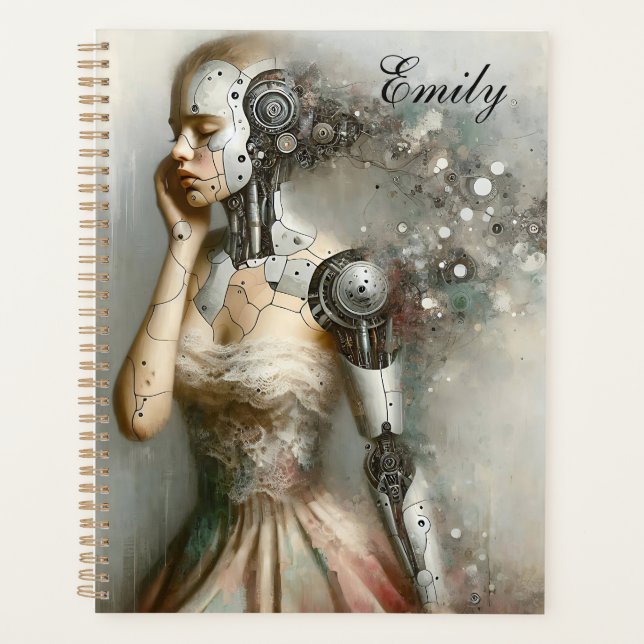 Cyborg Female Ai Art Personalisiert Planer (Vorderseite)