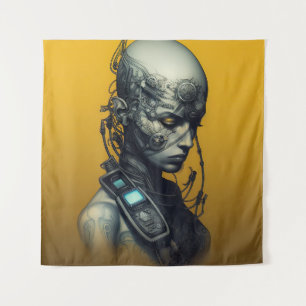 Cyborg Girl Cool Teen Wandteppich