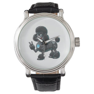 Cyborg Poodle Robot Peace Sign Armbanduhr