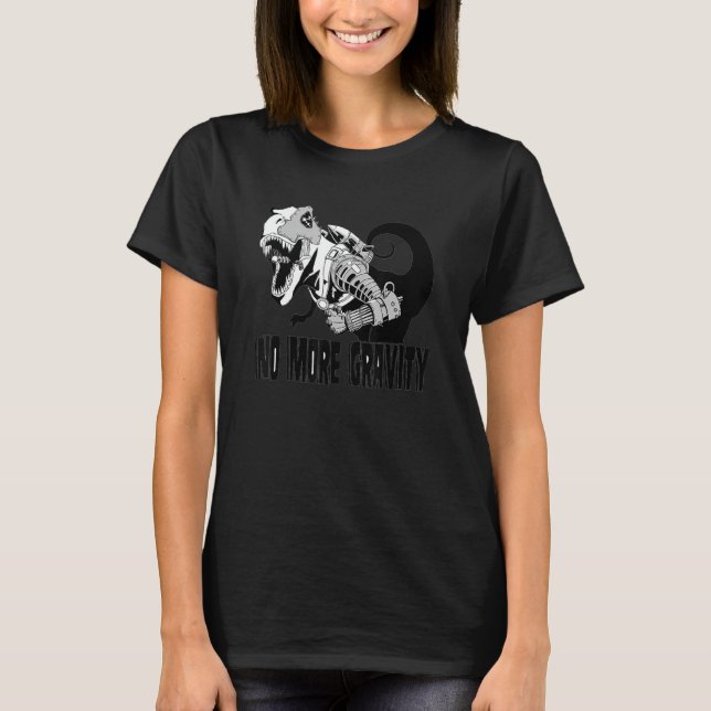 Cyborg Rex mit Jetpack ohne Gravitation T-Shirt (Vorderseite)