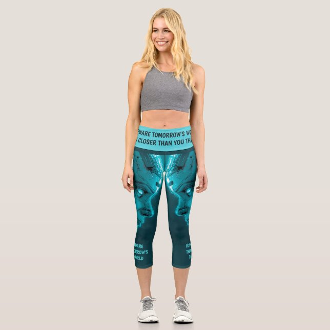 CYBORG-ROBOTERKOPF CAPRI LEGGINGS (Vorderseite)