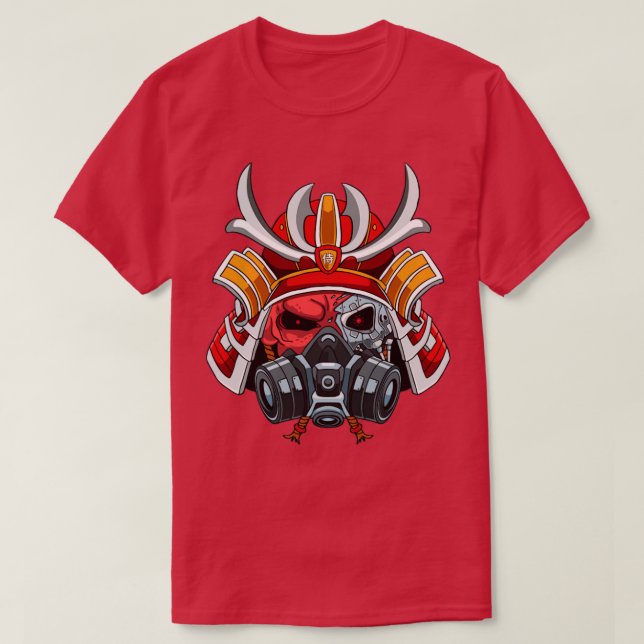 Cyborg Samurai Warrior Bushido Cyber Ästhetik T-Shirt (Design vorne)