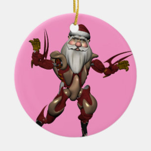Cyborg Santa Claus Keramik Ornament