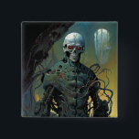 Cyborg Skeleton Futuristische Science Fiction Button<br><div class="desc">Fantasy Art Produkte von The Lunarium.</div>