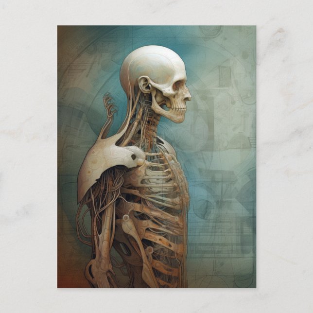 Cyborg Skeleton Futuristische Science Fiction Postkarte (Vorderseite)