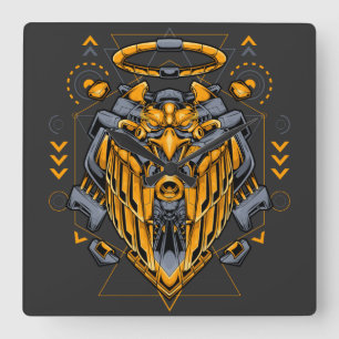 Cyborg Square Wall Clock Quadratische Wanduhr