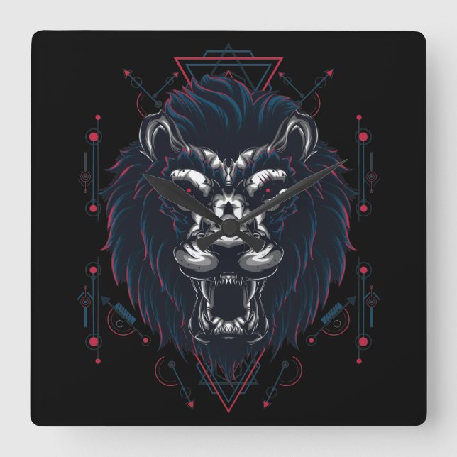 Cyborg Square Wall Clock Quadratische Wanduhr (Vorderseite)