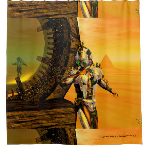 CYBORG TITAN, DESERT HYPERION Science Fiction Scif Duschvorhang