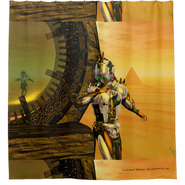 CYBORG TITAN, DESERT HYPERION Science Fiction Scif Duschvorhang (Vorderseite)