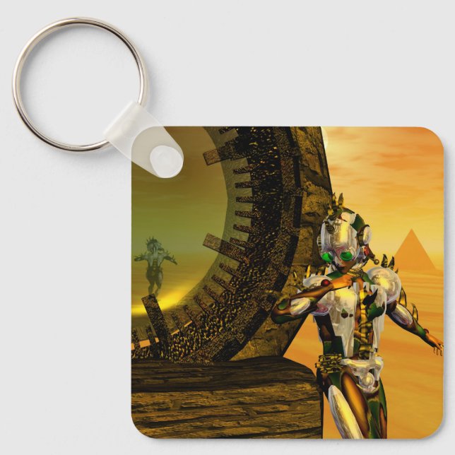 CYBORG TITAN IN DESERT OF HYPERION Science Fiction Schlüsselanhänger (Vorderseite)