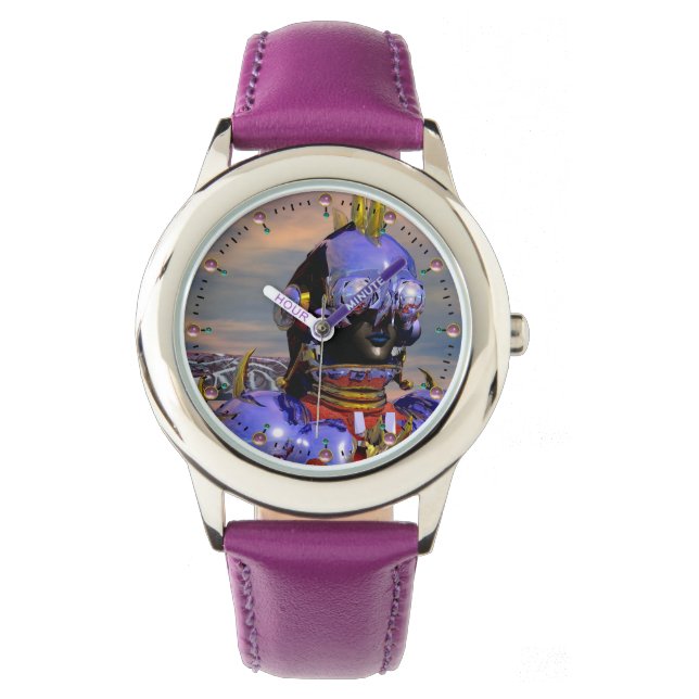 CYBORG TITAN PORTRAIT Blue Science Fiction Scifi Armbanduhr (Vorderseite)