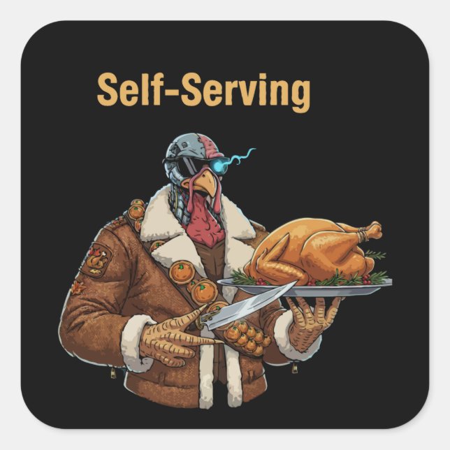  Cyborg Turkey's Thanksgiving Revenge Quadratischer Aufkleber (Vorderseite)