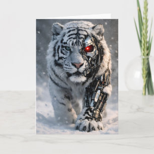 Cyborg-Weißer-Tiger-Grußkarte cybernetische wilde Karte