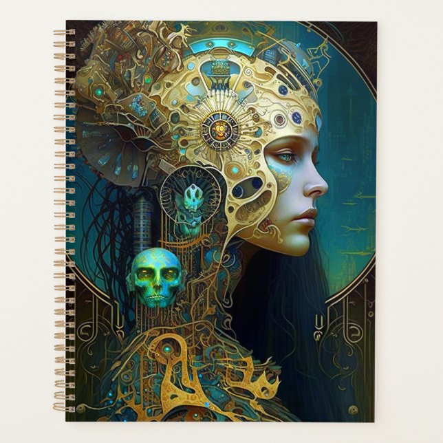 Cyborg Woman Fantasy Sci-Fi Art Planner Planer (Vorderseite)