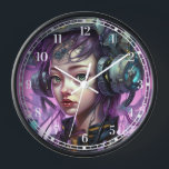 Cyborg Woman Science Fiction Uhr<br><div class="desc">Fantasy Art Produkte von The Lunarium.</div>