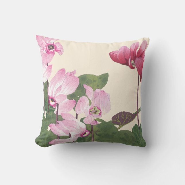 Cyclamen-Blumen Kissen (Vorderseite)