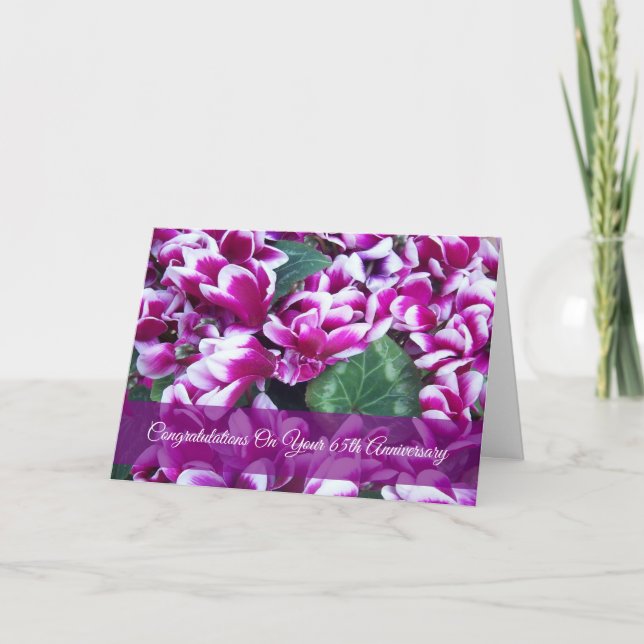 Cyclamen Personalisiert 65. Hochzeitstag Karte (Vorderseite)
